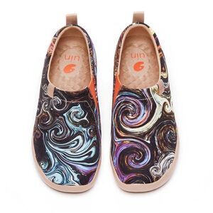 UIN Men's Sneaker Painted Canvas Slip-On Walking Travel Shoes (Starry Night)
